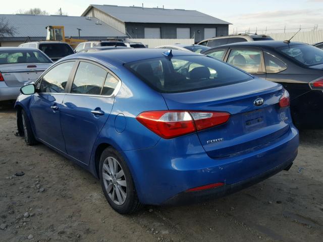 KNAFX4A82E5047703 - 2014 KIA FORTE EX BLUE photo 3