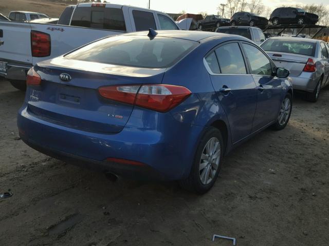 KNAFX4A82E5047703 - 2014 KIA FORTE EX BLUE photo 4