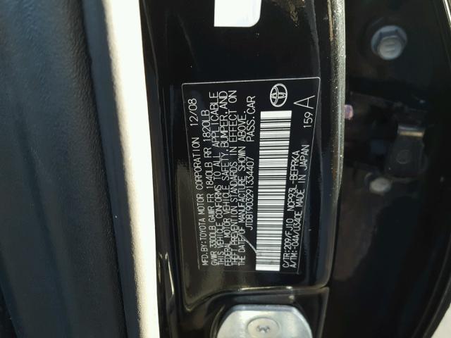 JTDBT903291334407 - 2009 TOYOTA YARIS BLACK photo 10