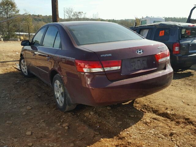 5NPET46C87H278678 - 2007 HYUNDAI SONATA GLS BURGUNDY photo 3