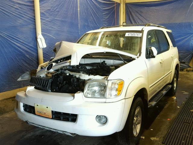 5TDZT34A25S239458 - 2005 TOYOTA SEQUOIA SR WHITE photo 2