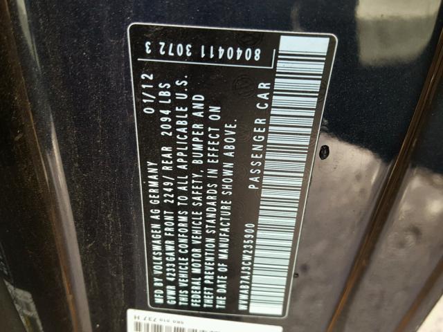 WVWAB7AJ3CW235900 - 2012 VOLKSWAGEN GOLF 蓝色 照片 10