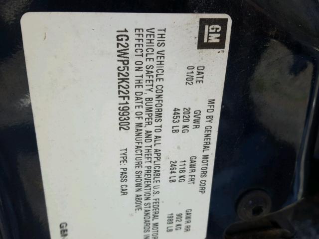 1G2WP52K22F199302 - 2002 PONTIAC GRAND PRIX 蓝色 照片 10