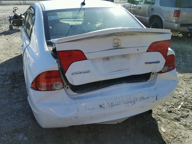 JHMFA36276S018895 - 2006 HONDA CIVIC HYBR WHITE photo 9