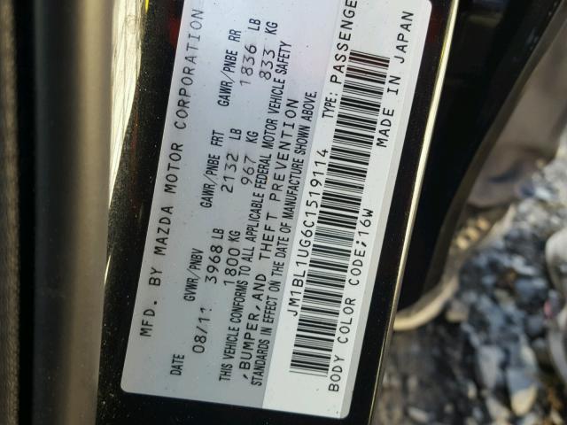 JM1BL1UG6C1519114 - 2012 MAZDA 3 I BLACK photo 10