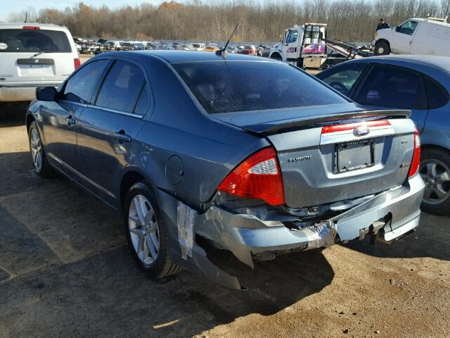 3FAHP0JA6CR432334 - 2012 FORD FUSION SEL BLUE photo 3