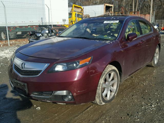 19UUA8F29CA000424 - 2012 ACURA TL MAROON photo 2