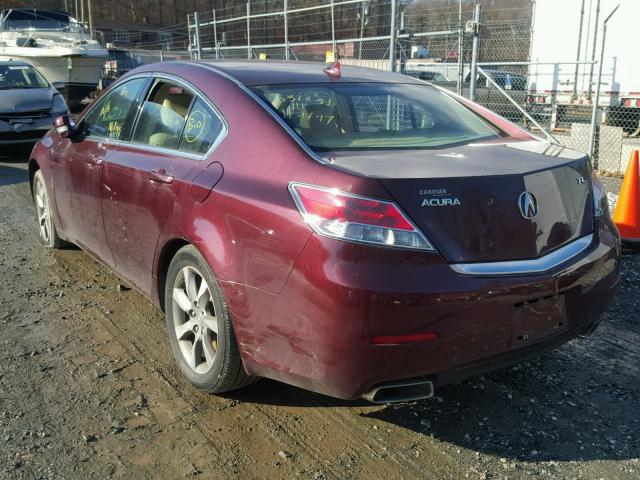 19UUA8F29CA000424 - 2012 ACURA TL MAROON photo 3