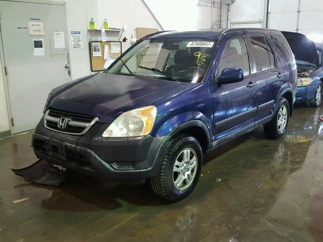 JHLRD78822C067671 - 2002 HONDA CR-V EX BLUE photo 2