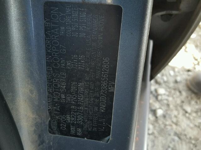 KNDJD733865612806 - 2006 KIA SORENTO EX Boz foto 10