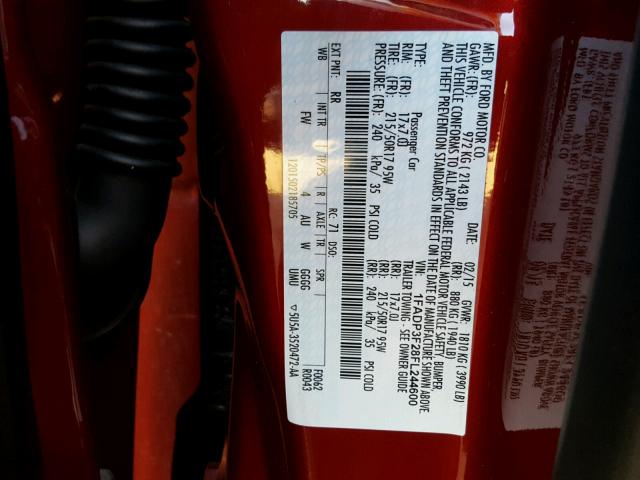 1FADP3F28FL244600 - 2015 FORD FOCUS SE RED photo 10