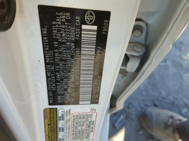4T1BE32K35U532462 - 2005 TOYOTA CAMRY LE 白色 照片 10