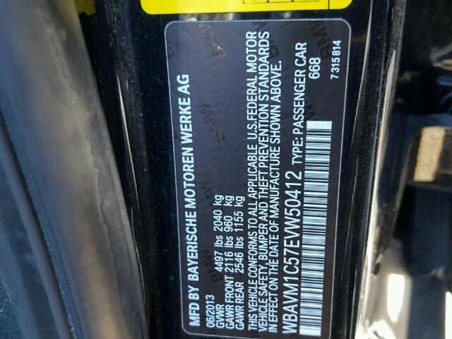 WBAVM1C57EVW50412 - 2014 BMW X1 SDRIVE2 黑色 照片 10