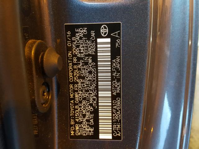 JTKJF5C79GJ022519 - 2016 TOYOTA SCION TC 灰色 照片 10