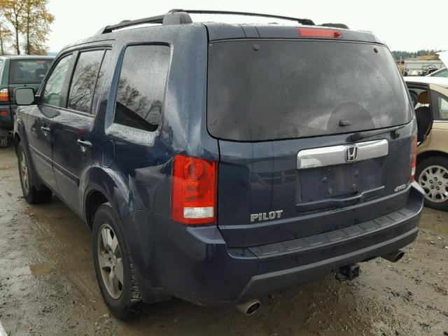 5FNYF4H53AB022294 - 2010 HONDA PILOT EXL BLUE photo 3