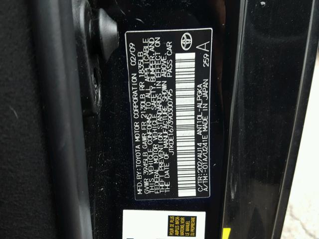 JTKDE167390300795 - 2009 TOYOTA SCION TC 黑色 照片 10