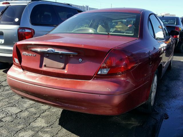 1FAFP52211G251447 - 2001 FORD TAURUS LX RED photo 4