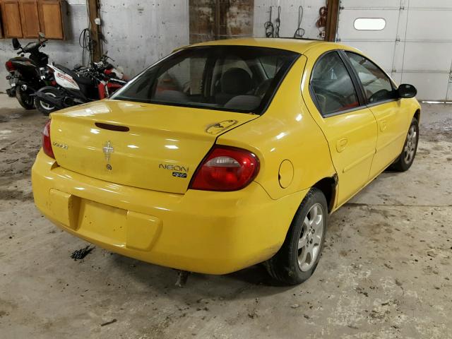 1B3ES56C64D639756 - 2004 DODGE NEON SXT YELLOW photo 4