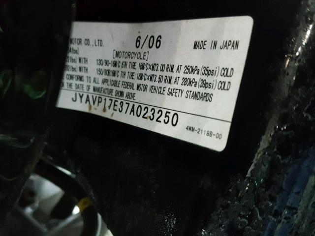 JYAVP17E37A023250 - 2007 YAMAHA XV1700 A BLACK photo 10