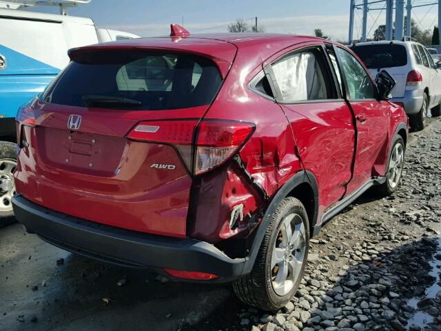 3CZRU6H57GM717530 - 2016 HONDA HR-V EX RED photo 4