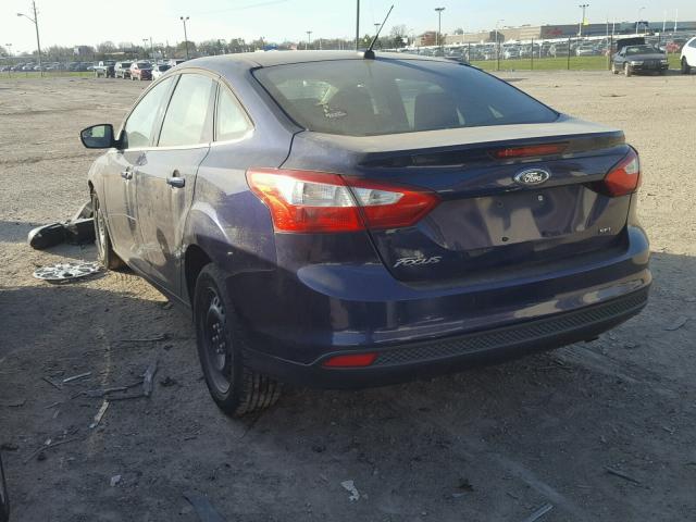 1FAHP3H25CL105423 - 2012 FORD FOCUS SEL BLUE photo 3