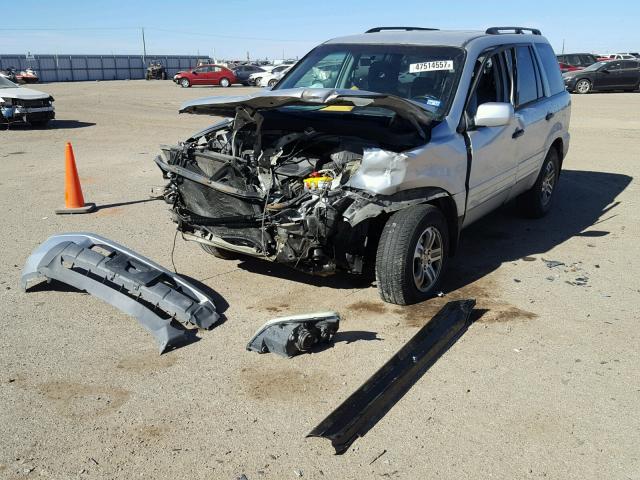 2HKYF18763H582735 - 2003 HONDA PILOT EXL SILVER photo 2