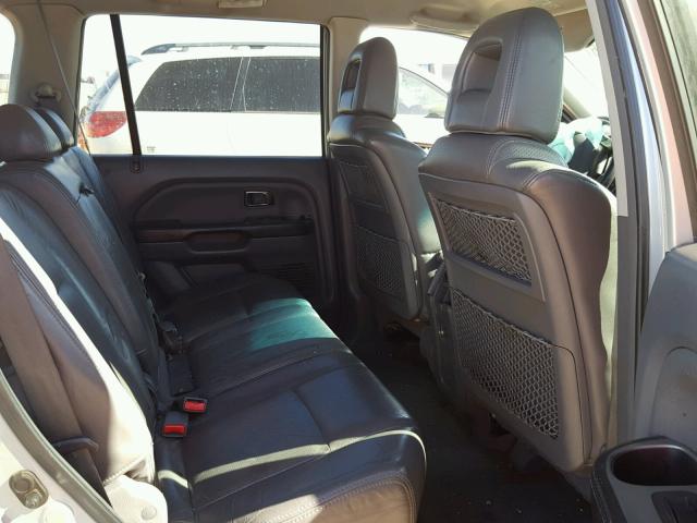 2HKYF18763H582735 - 2003 HONDA PILOT EXL SILVER photo 6