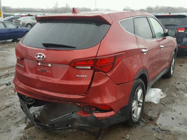 5XYZT3LB3HG454438 - 2017 HYUNDAI SANTA FE S RED photo 4