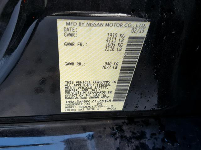 1N4AL3AP6FC262868 - 2015 NISSAN ALTIMA 2.5 BLACK photo 10