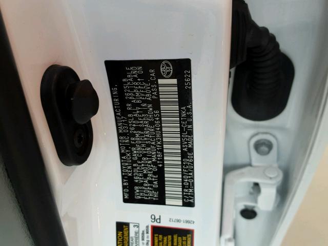 4T1BF1FK3HU406456 - 2017 TOYOTA CAMRY LE თეთრი ფოტო 10