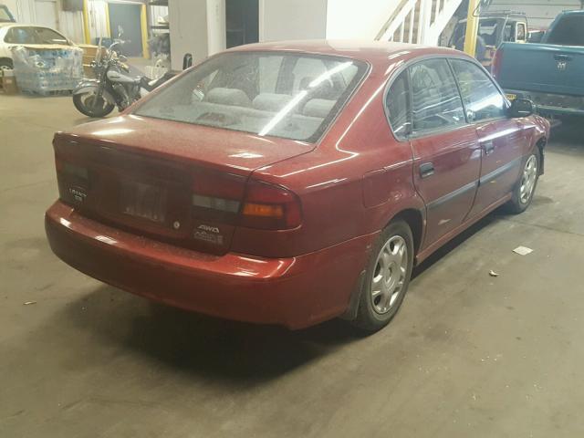 4S3BE635327210106 - 2002 SUBARU LEGACY L RED photo 4