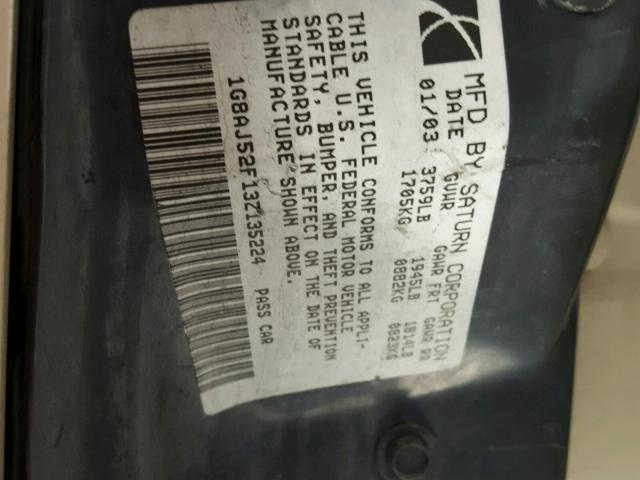 1G8AJ52F13Z135224 - 2003 SATURN ION LEVEL 金色 照片 10