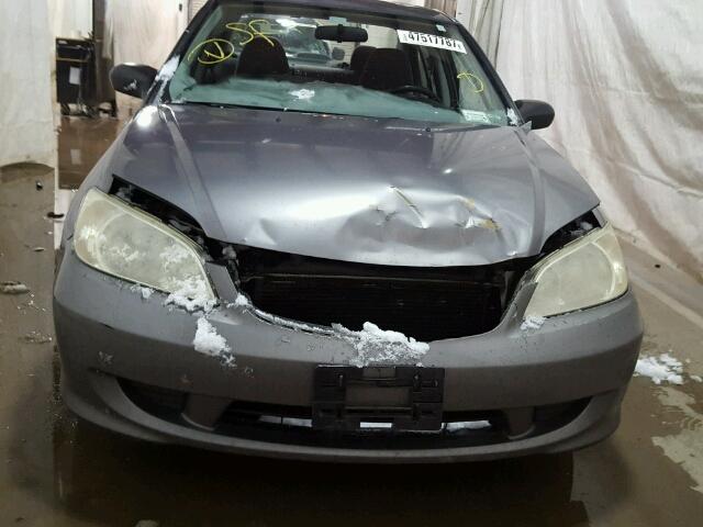 1HGES16475L001413 - 2005 HONDA CIVIC DX GRAY photo 9