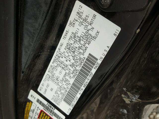 5TFUX4EN5DX018175 - 2013 TOYOTA TACOMA ACC BLACK photo 10