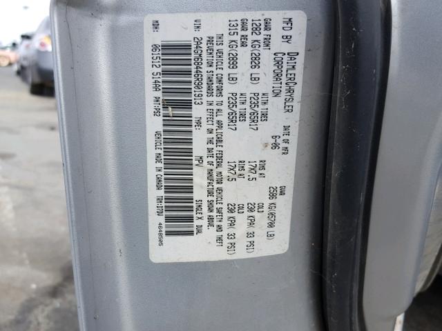 2A4GM68446R901913 - 2006 CHRYSLER PACIFICA T SILVER photo 10