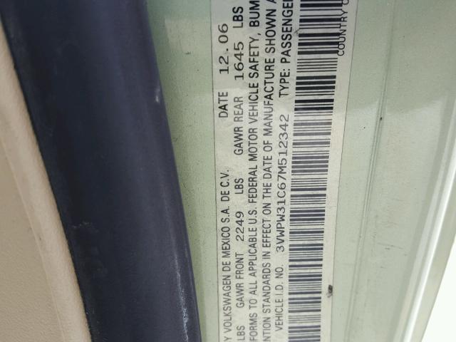 3VWPW31C67M512342 - 2007 VOLKSWAGEN NEW BEETLE Yaşıl foto 10