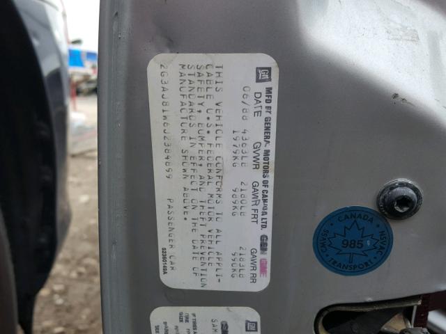 2G3AJ81W6J2384899 - 1988 OLDSMOBILE CUTLASS CI SILVER photo 10