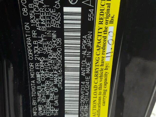 JTKDE167390290138 - 2009 TOYOTA SCION TC 黑色 照片 10