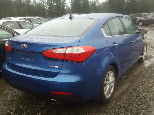 KNAFX4A89F5338782 - 2015 KIA FORTE EX BLUE photo 4