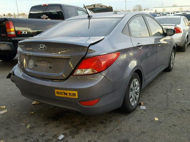 KMHCT4AE6GU085026 - 2016 HYUNDAI ACCENT SE GRAY photo 4