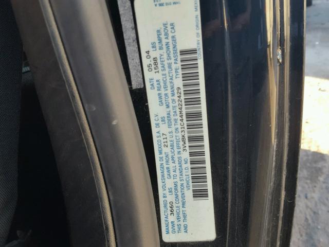 3VWBK31C44M422429 - 2004 VOLKSWAGEN NEW BEETLE შავი ფოტო 10