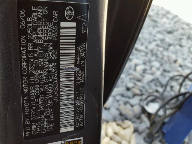 JTDKB20UX63191953 - 2006 TOYOTA PRIUS 石墨色 照片 10