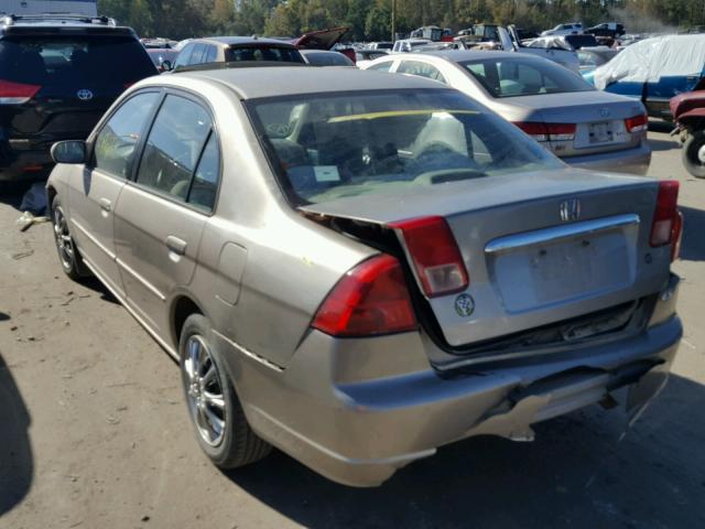 1HGES26731L069704 - 2001 HONDA CIVIC EX GOLD photo 3