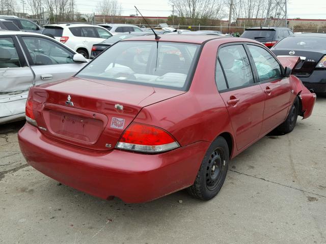 JA3AJ26E44U046573 - 2004 MITSUBISHI LANCER ES RED photo 4