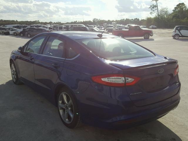 3FA6P0HD9FR211435 - 2015 FORD FUSION SE BLUE photo 3