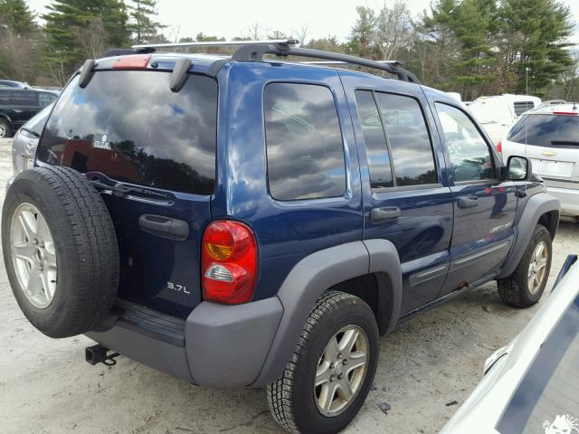 1J4GL48K33W654523 - 2003 JEEP LIBERTY SP BLUE photo 4