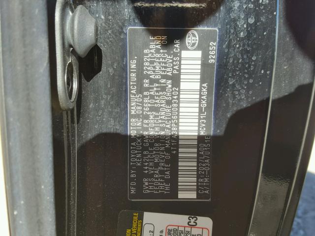 4T1FA38P56U083402 - 2006 TOYOTA CAMRY SOLA BLACK photo 10