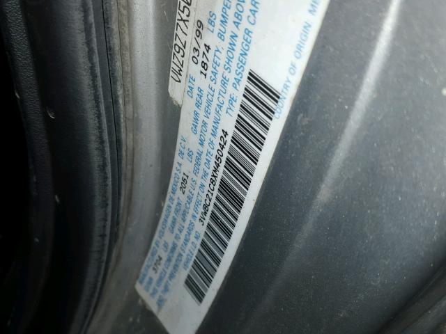 3VWBC21C8XM450424 - 1999 VOLKSWAGEN NEW BEETLE 灰色 照片 10