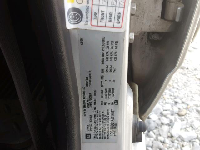 1GCJTCDE1A8119617 - 2010 CHEVROLET COLORADO L SILVER photo 10
