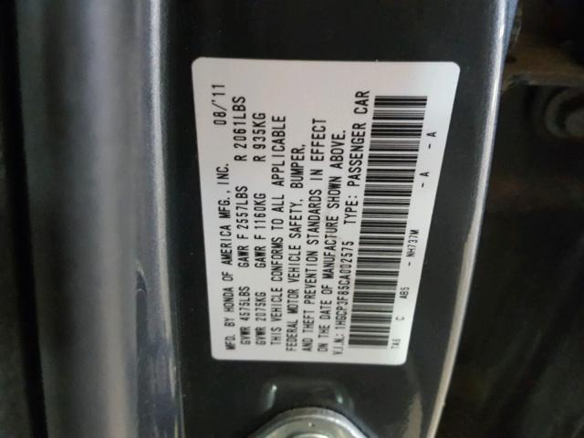 1HGCP3F85CA002575 - 2012 HONDA ACCORD EXL Boz foto 10